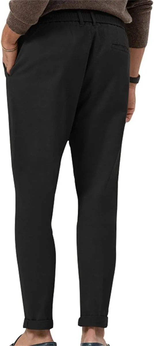 Mens Chino Pants Slim Fit Flat Front Stretch Skinny Tapered Dress Pants Lightweight Elastic Waistband Pants with Pockets