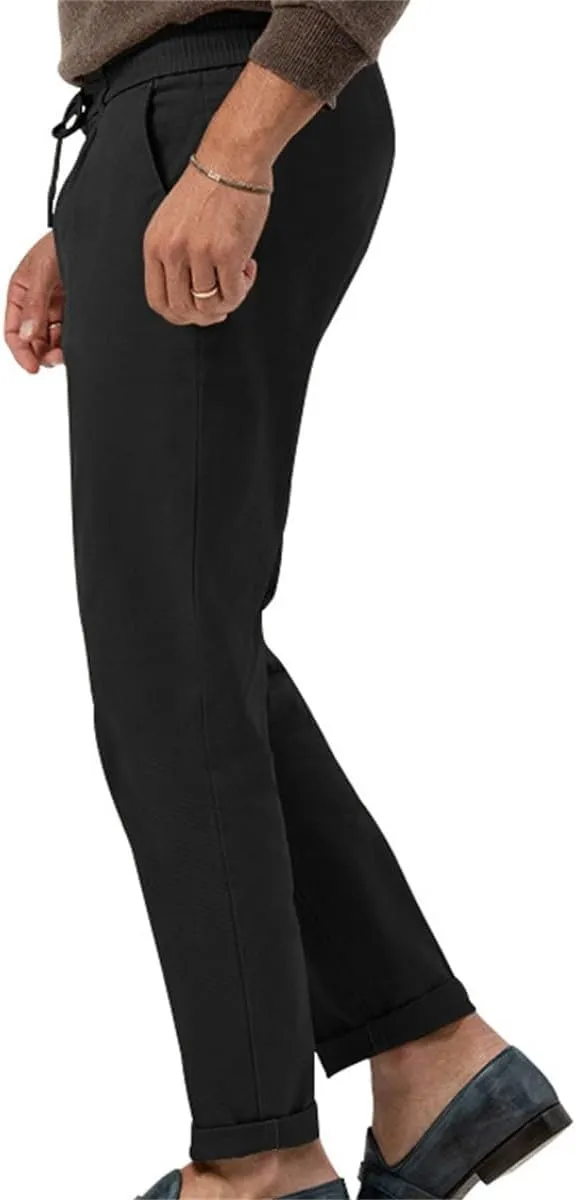 Mens Chino Pants Slim Fit Flat Front Stretch Skinny Tapered Dress Pants Lightweight Elastic Waistband Pants with Pockets