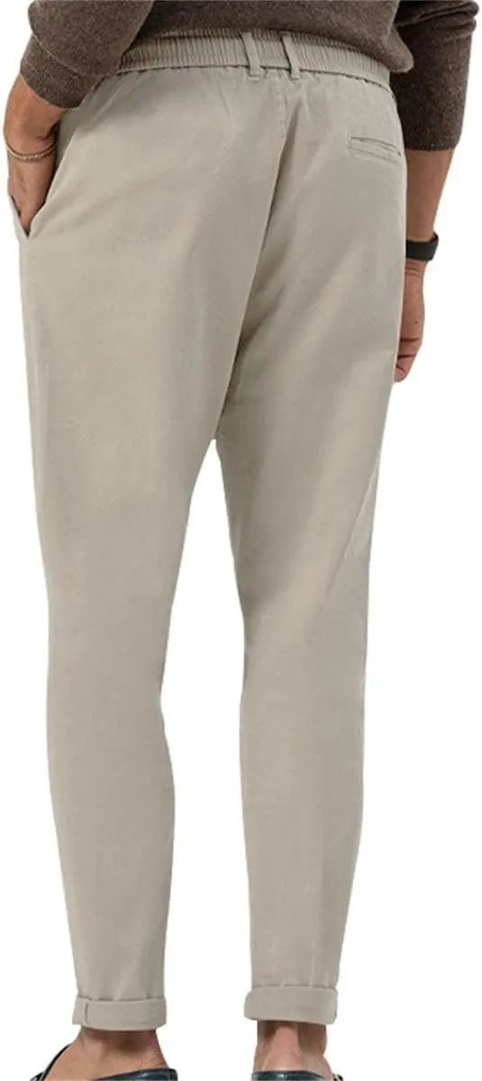 Mens Chino Pants Slim Fit Flat Front Stretch Skinny Tapered Dress Pants Lightweight Elastic Waistband Pants with Pockets