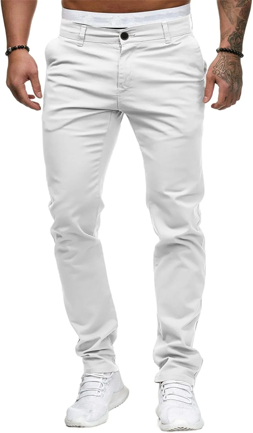 Mens Joggers Chino Pants Twill Workout Athletic Hiking Outdoor Sweatpants Casual Slim Fit Trousers with Pockets