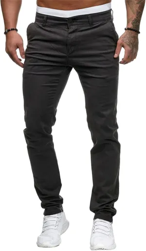 Mens Joggers Chino Pants Twill Workout Athletic Hiking Outdoor Sweatpants Casual Slim Fit Trousers with Pockets