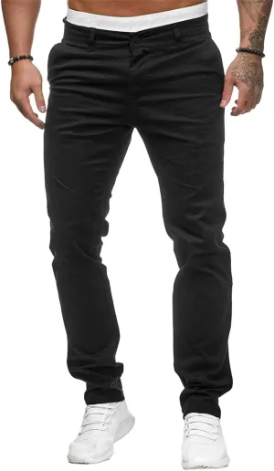 Mens Joggers Chino Pants Twill Workout Athletic Hiking Outdoor Sweatpants Casual Slim Fit Trousers with Pockets