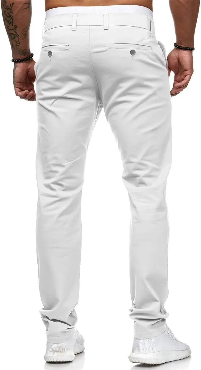 Mens Joggers Chino Pants Twill Workout Athletic Hiking Outdoor Sweatpants Casual Slim Fit Trousers with Pockets
