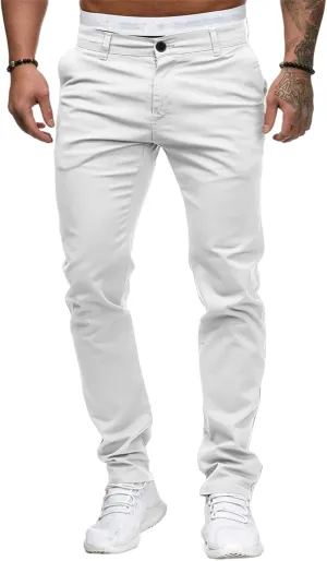 Mens Joggers Chino Pants Twill Workout Athletic Hiking Outdoor Sweatpants Casual Slim Fit Trousers with Pockets