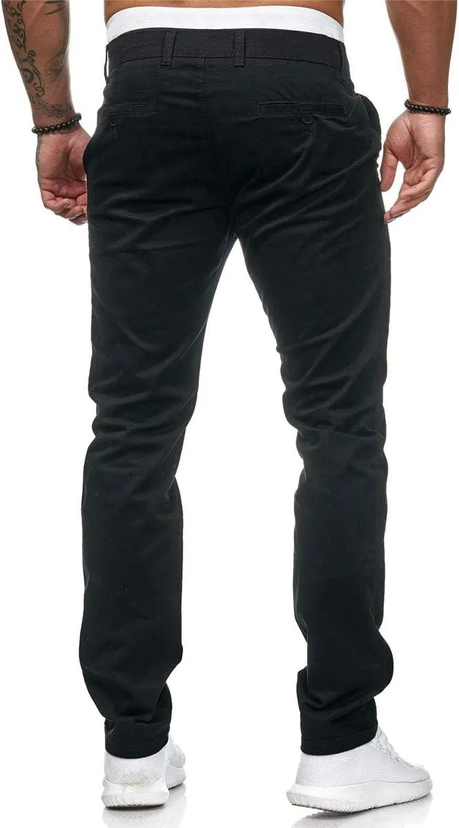 Mens Joggers Chino Pants Twill Workout Athletic Hiking Outdoor Sweatpants Casual Slim Fit Trousers with Pockets
