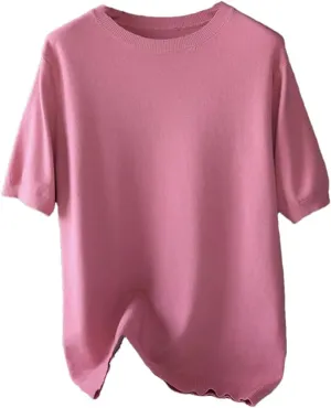 Men's Knitted O-Neck T-Shirt for Short Sleeve Tee Thin Undershirt Sweater Tops