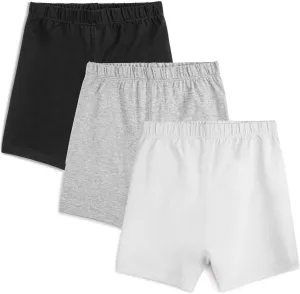 Mightly Girls' Cartwheel Shorts | 95% Soft Organic Cotton with a Touch of Stretch, Basic Undershorts for Kids, Pack of 3
