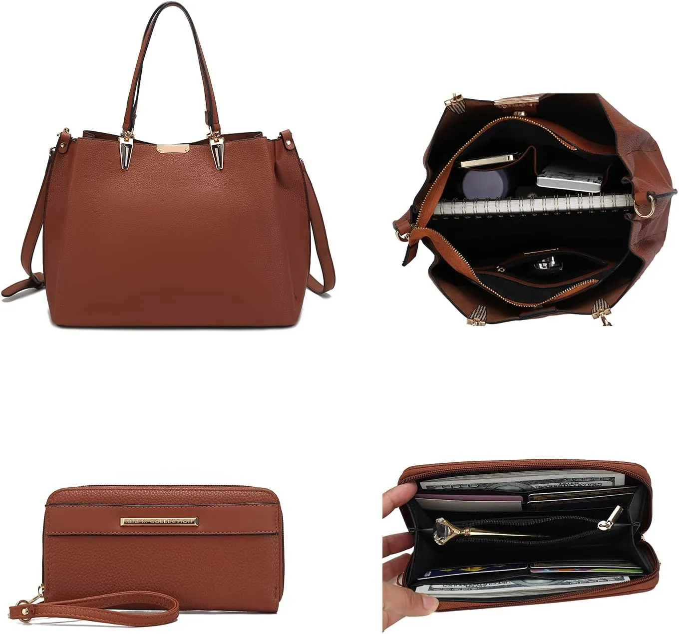 MKF Collection Tote Bag set for Womens, Handbag Wristlet Wallet, Vegan Leather Top-Handle Tote Purse