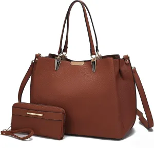 MKF Collection Tote Bag set for Womens, Handbag Wristlet Wallet, Vegan Leather Top-Handle Tote Purse
