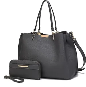 MKF Collection Tote Bag set for Womens, Handbag Wristlet Wallet, Vegan Leather Top-Handle Tote Purse