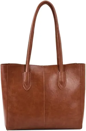 Mudono Purse and Handbag for Women Retro Leather Tote Bag Large Top Handle Satchel Daily Business Purse with Inner Zipper Bag
