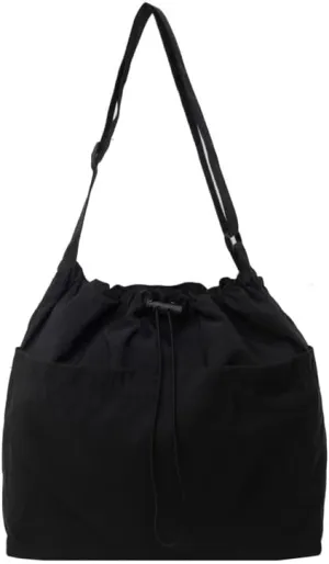 Nylon Bucket Bag for Women Lightweight Large Capacity Shoulder or Crossbody Purse with Adjustable Strap for Daily Casual Use