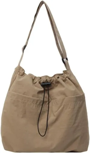 Nylon Bucket Bag for Women Lightweight Large Capacity Shoulder or Crossbody Purse with Adjustable Strap for Daily Casual Use