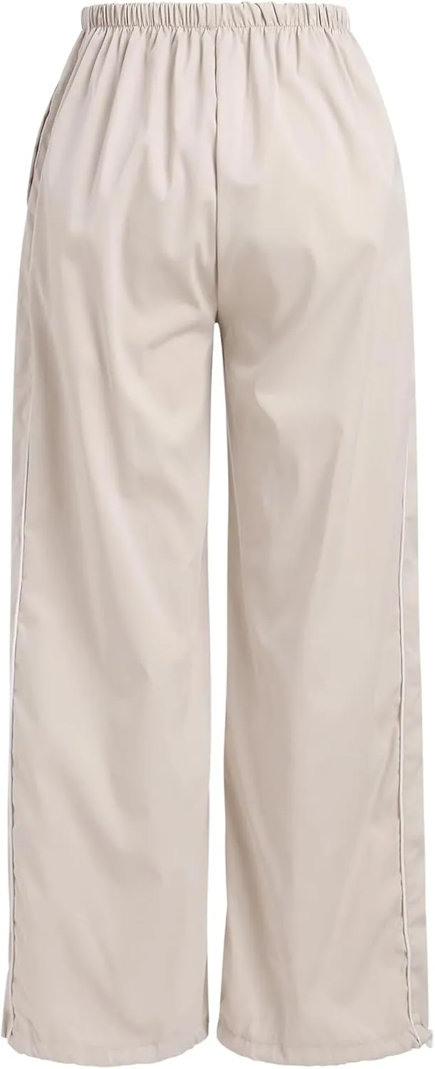 ODASDO Women Drawstring Baggy Jogger Sweatpants with Pockets Elastic Waist Casual Loose Track Pants Yoga Punk Hip Hop Pants