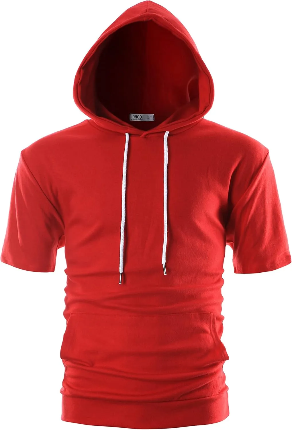 Ohoo Men's Short Sleeve Hoodie Pullover Slim Fit Lightweight Summer Hooded Sweatshirt