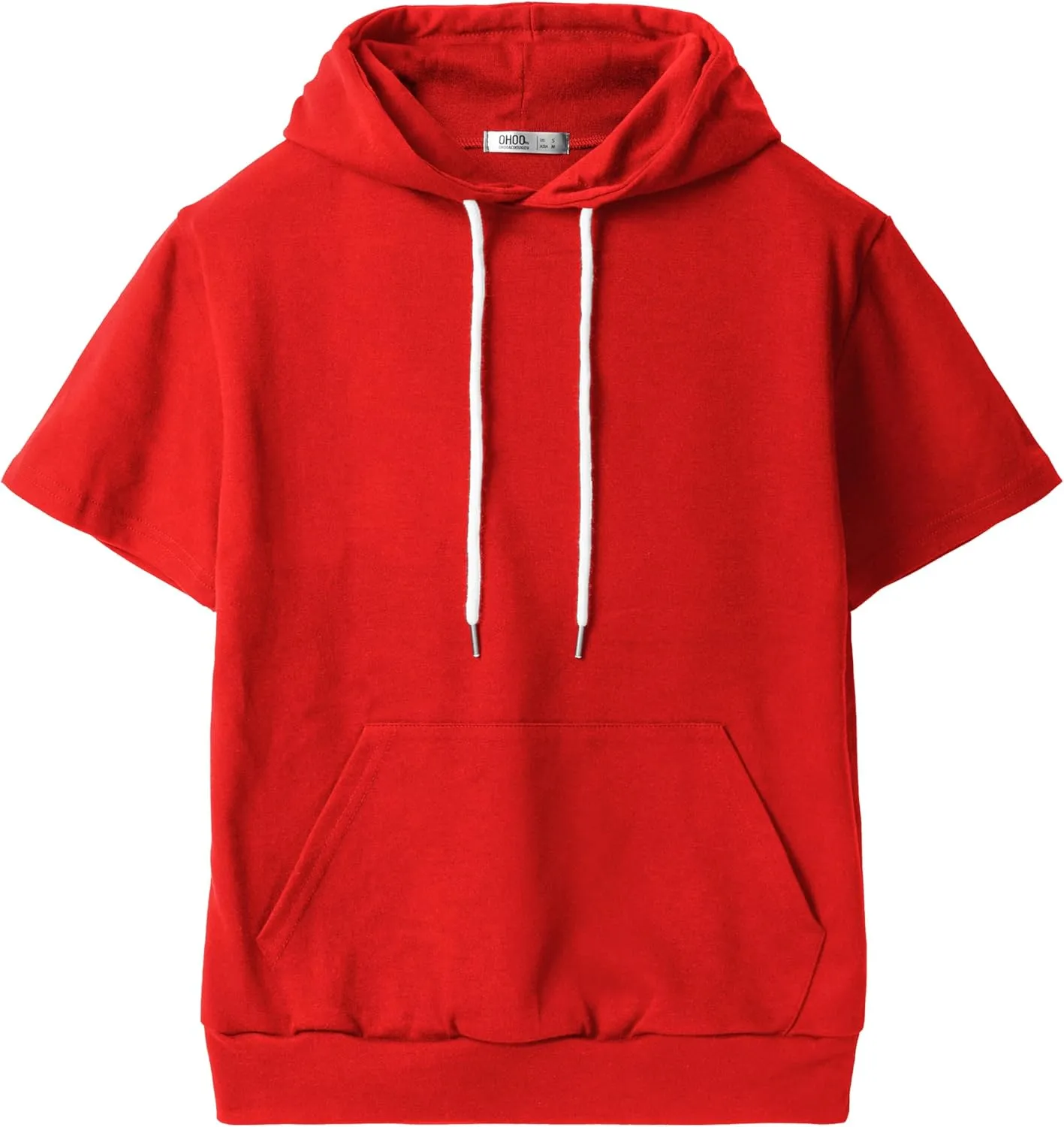 Ohoo Men's Short Sleeve Hoodie Pullover Slim Fit Lightweight Summer Hooded Sweatshirt
