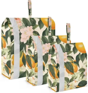 Oranges Flowers Leaves Packing Cubes for Suitcases 3 Set Expandable Compression Luggage Packing Organizers for Carry on Suitcase Travel Accessories Luggage Organizer Bags Set