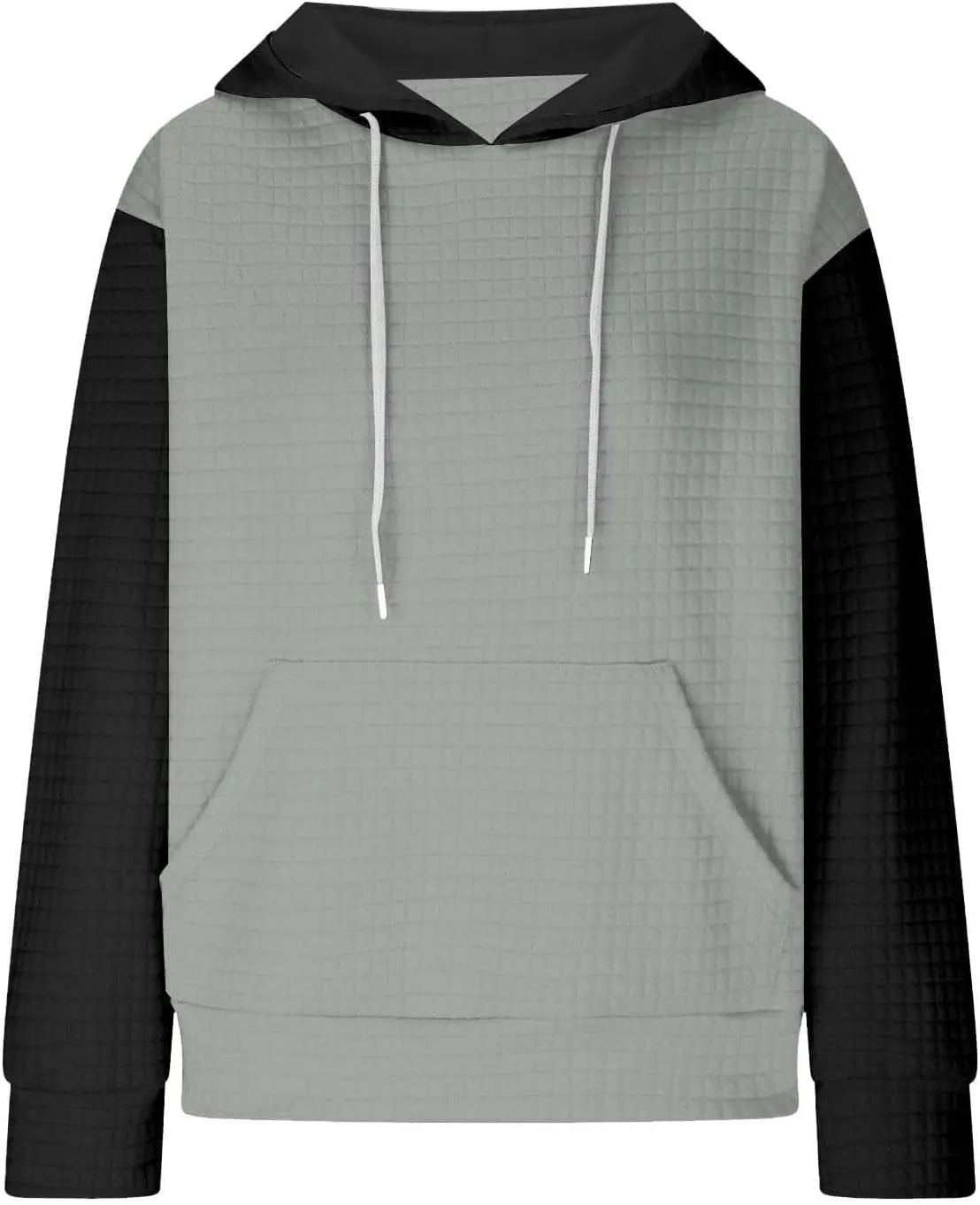 Oversized Hoodies for Women Color Block Waffle Sweatshirts Casual Drawstring Pullover with Pockets Fall Clothes