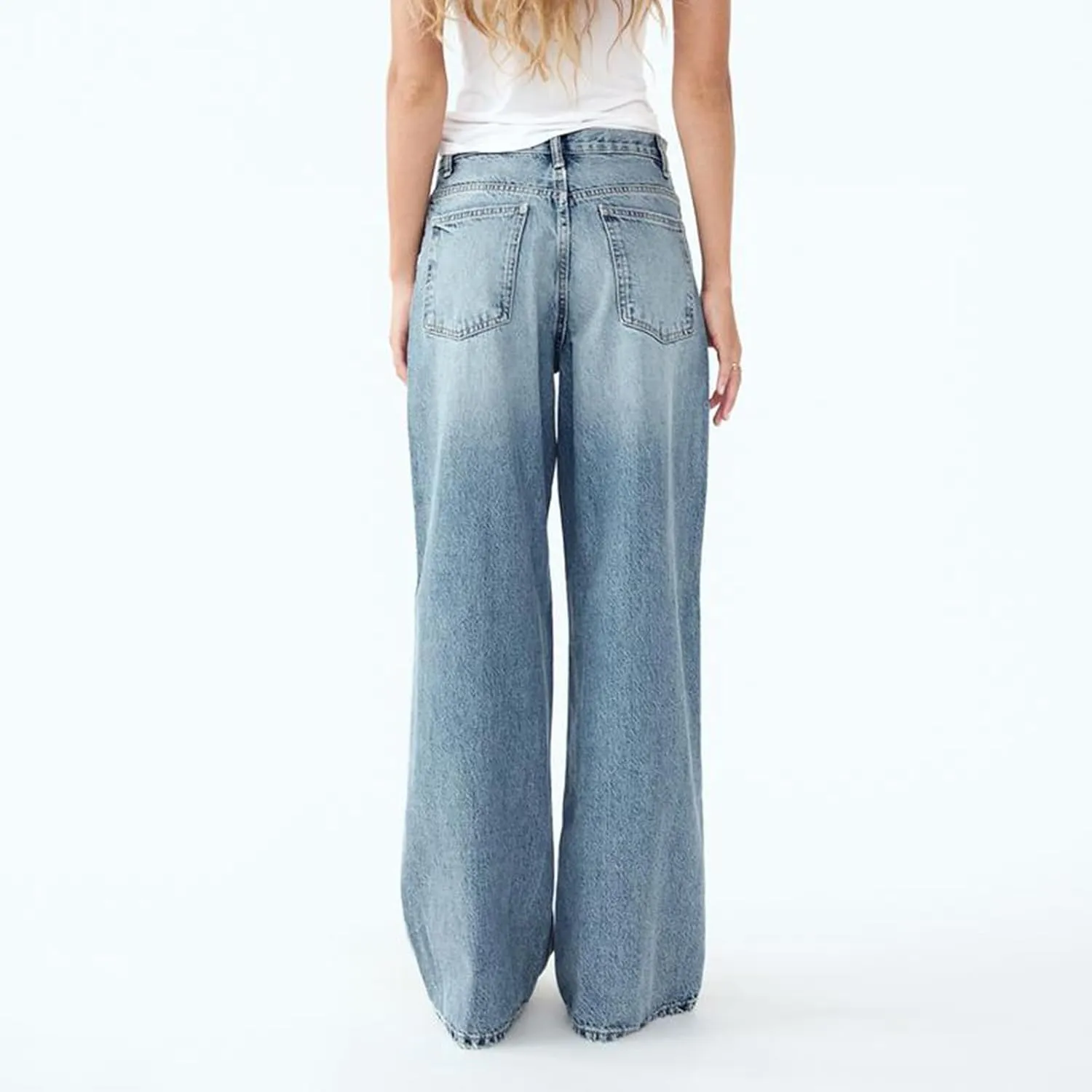 Owl's-Yard Women's Y2k Mid Rise Washed Baggy Jeans Crossover Wide Leg Loose Boyfriend Denim Pants Trousers with Pockets