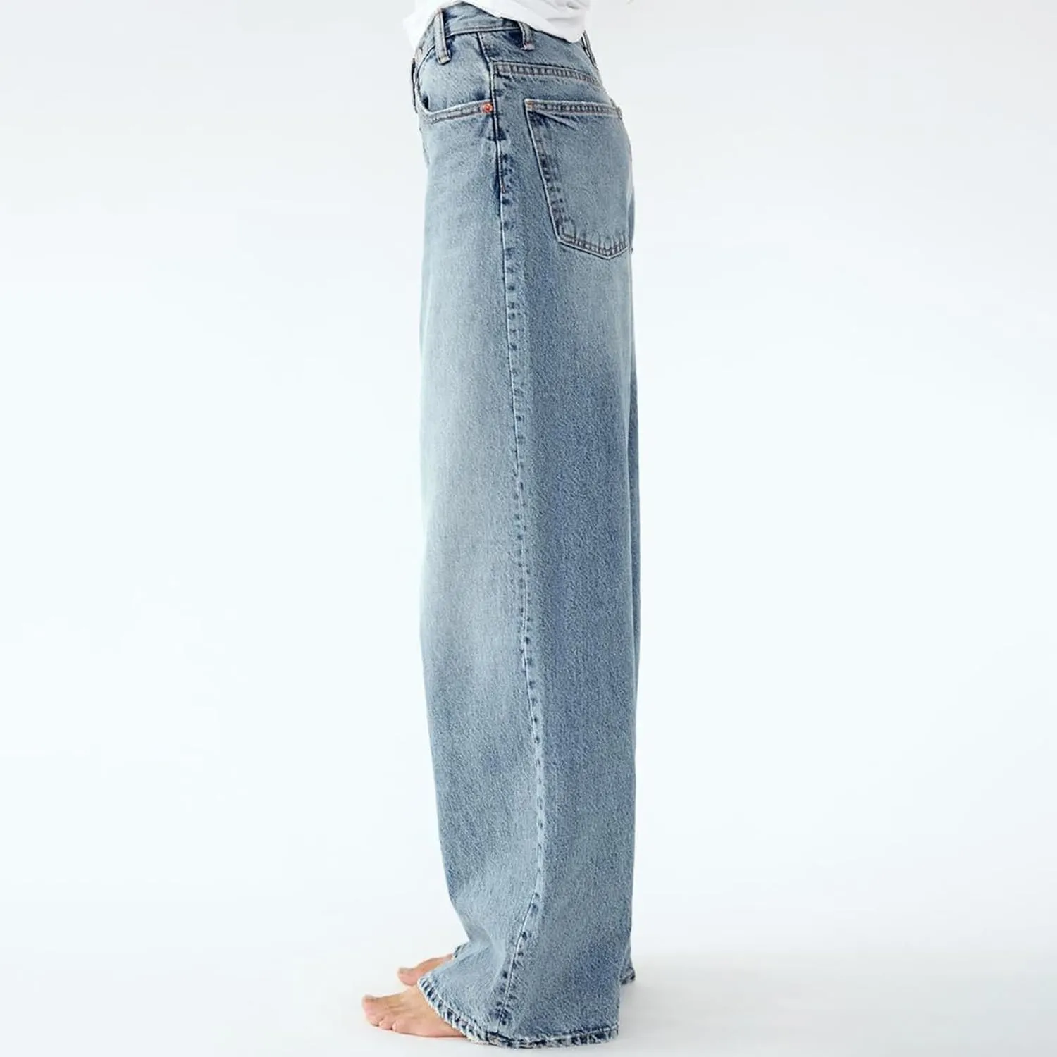 Owl's-Yard Women's Y2k Mid Rise Washed Baggy Jeans Crossover Wide Leg Loose Boyfriend Denim Pants Trousers with Pockets