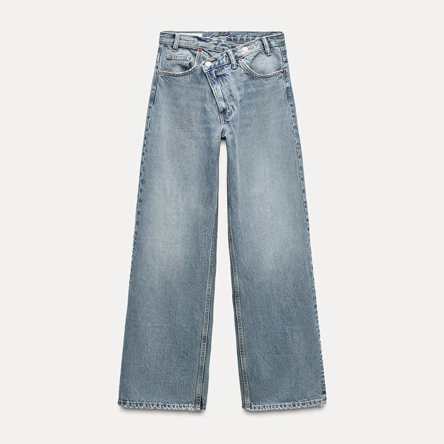 Owl's-Yard Women's Y2k Mid Rise Washed Baggy Jeans Crossover Wide Leg Loose Boyfriend Denim Pants Trousers with Pockets