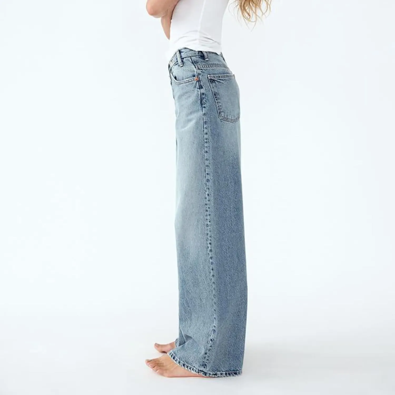 Owl's-Yard Women's Y2k Mid Rise Washed Baggy Jeans Crossover Wide Leg Loose Boyfriend Denim Pants Trousers with Pockets