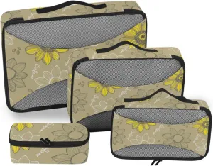 Packing Cube 4 Set Luggage Bags Organizers Travel Cubes for Luggage Paxking Cubes Sunflowers