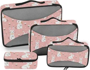 Packing Cubes for Suitcases 4 Set Luggage Organizer Travel Bag Organizer for Luggage Pqcking Cubes Cute Rabbits