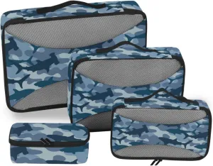 Packing Cubes for Suitcases 4 Set Suitcase Organizer Suitcase Packing Cubes for Travel Oacking Cubes Camo Shark