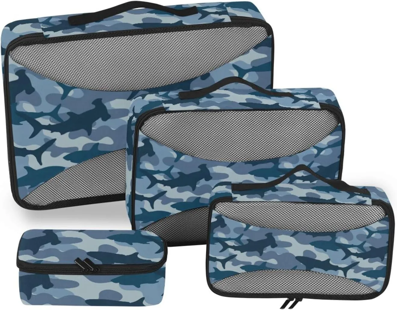 Packing Cubes for Suitcases 4 Set Suitcase Organizer Suitcase Packing Cubes for Travel Oacking Cubes Camo Shark