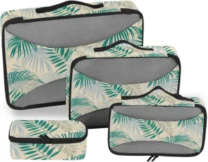 Packing Cubes for Travel 4 Set Luggage Organizer Suitcase Organizers Pqcking Cubes Tropical Vector