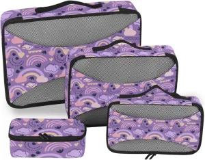 Packing Cubes for Travel Set of 4 Luggage Cubes Travel Bag Organizer for Luggage Oacking Cubes Cartoon Rainbow Cloud
