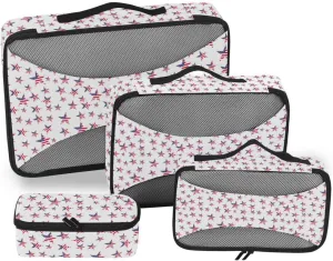 Packing Cubes for Travel Set of 4 Suitcase Organizer Bags Packing Cubes for Travel Women Packing Cubed Usa Flag Stars