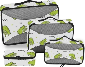 Packing Cubes for Travel Set of 4 Suitcase Organizer Bags Suitcase Cubes Packing Cuves Cute Dragons White