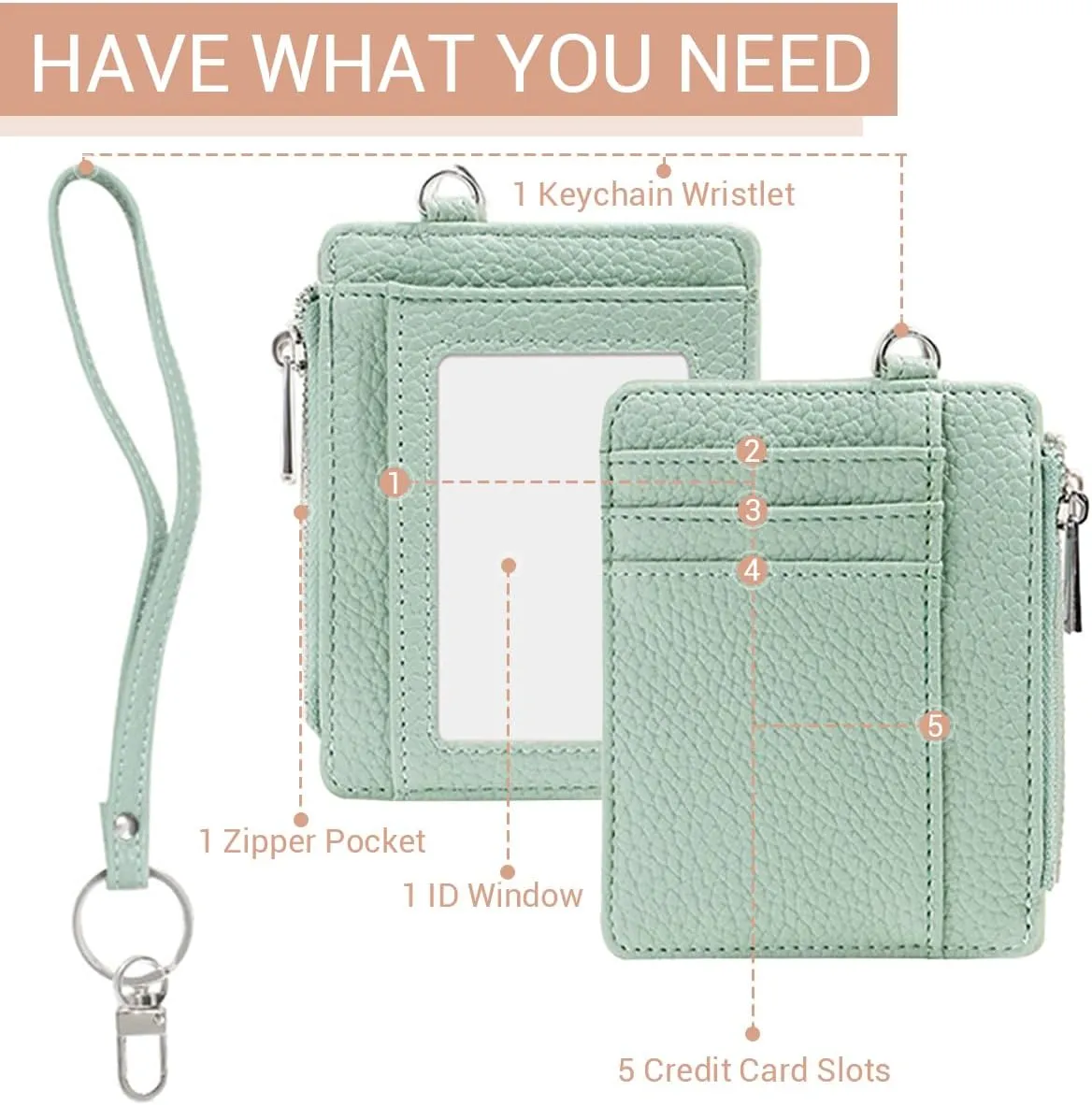 Personalised Small Wallet for Women, Custom Monogram Name Initials RFID Blocking Credit Card Holder, Customized Vegan Leather Foil Embossed Minimalist Purse with Zipper Coin Pocket, Keychain Wristlet