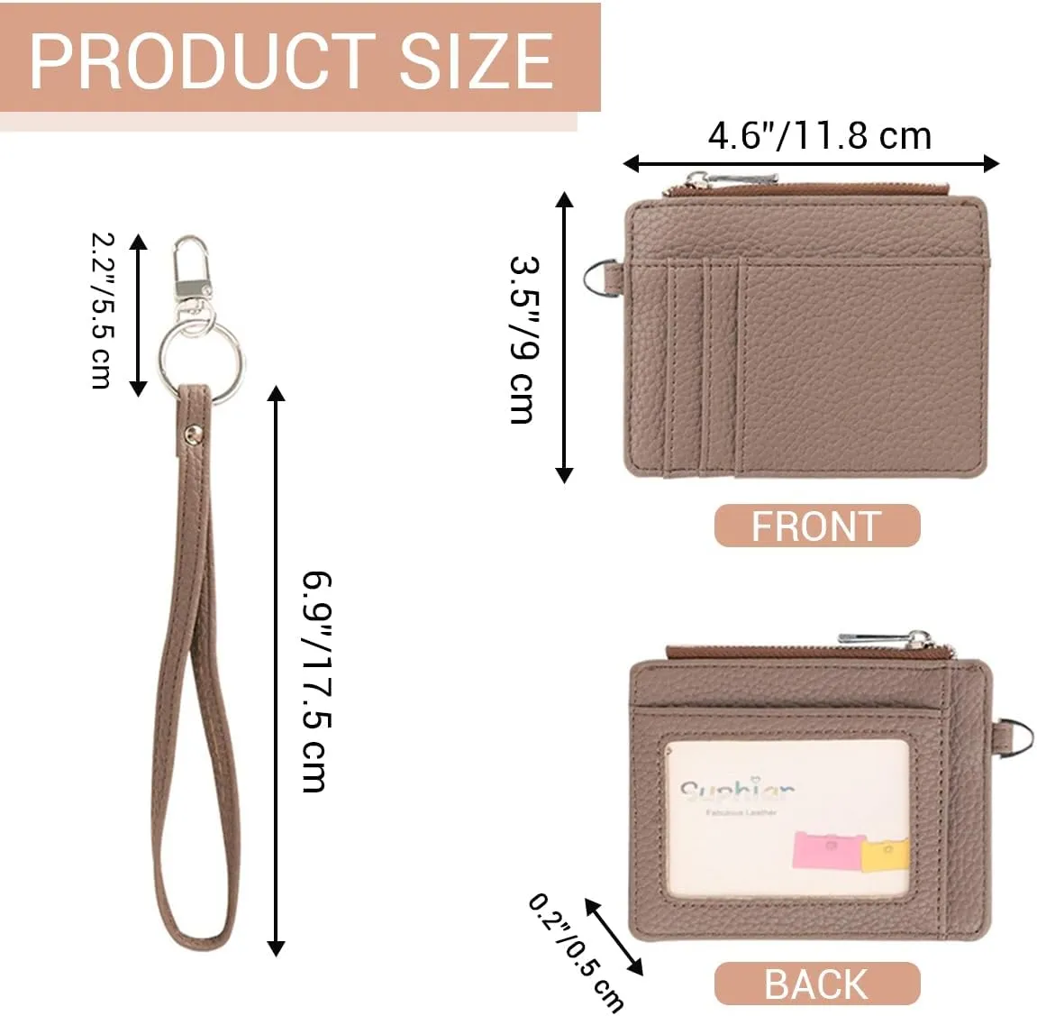 Personalised Small Wallet for Women, Custom Monogram Name Initials RFID Blocking Credit Card Holder, Customized Vegan Leather Foil Embossed Minimalist Purse with Zipper Coin Pocket, Keychain Wristlet