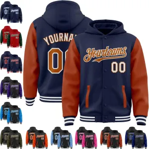 Personalized Men/Women/Youth Baseball Hoodie Jacket Varsity Letterman Jacket Team Sport Uniform with Pocket