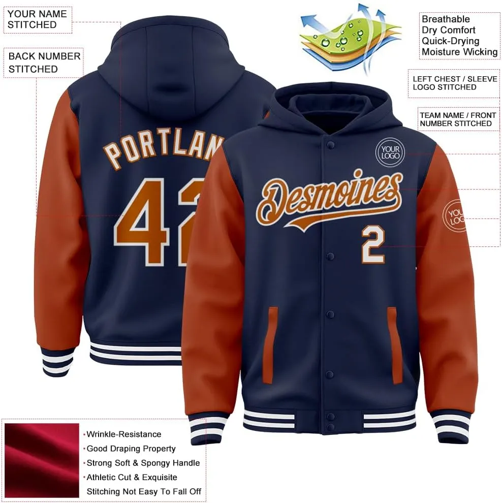 Personalized Men/Women/Youth Baseball Hoodie Jacket Varsity Letterman Jacket Team Sport Uniform with Pocket