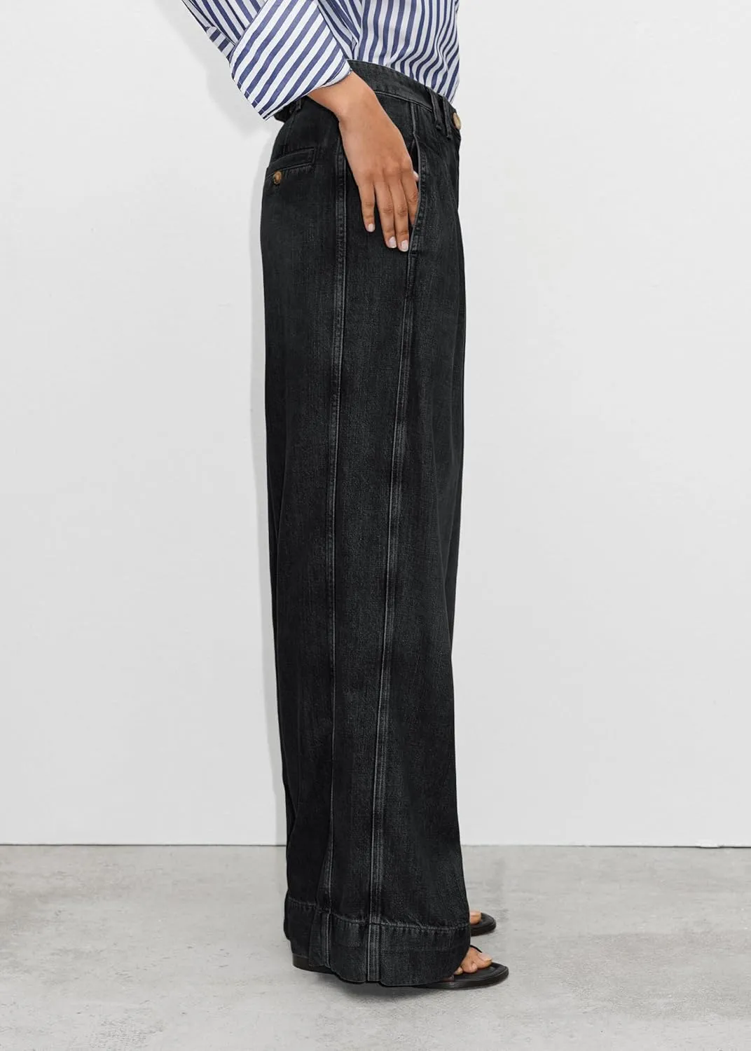 PLNOTME Women's High Waisted Wide Leg Jeans Baggy Mom Casual Denim Pants