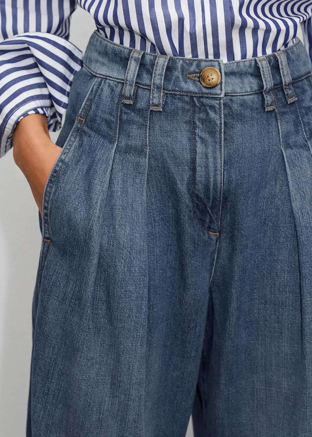 PLNOTME Women's High Waisted Wide Leg Jeans Baggy Mom Casual Denim Pants