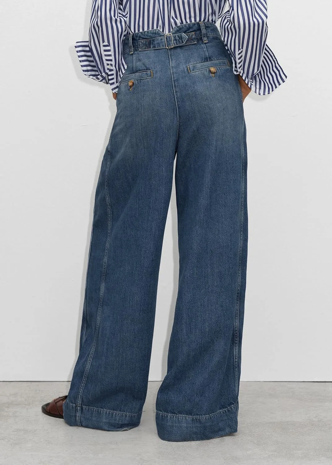 PLNOTME Women's High Waisted Wide Leg Jeans Baggy Mom Casual Denim Pants