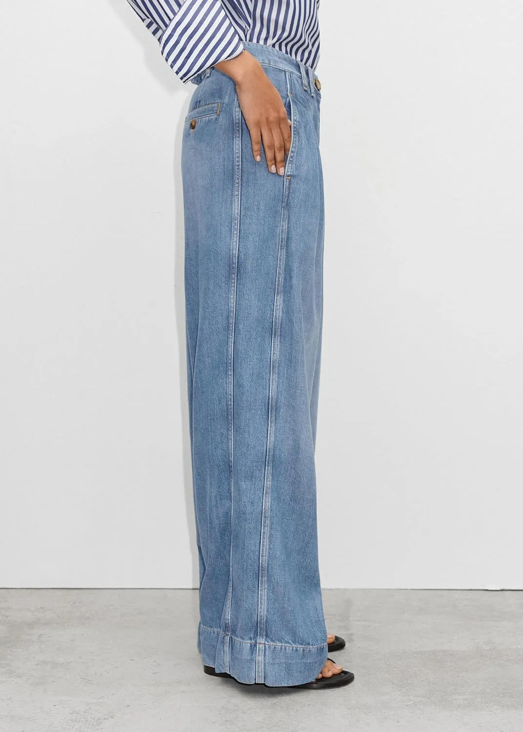 PLNOTME Women's High Waisted Wide Leg Jeans Baggy Mom Casual Denim Pants