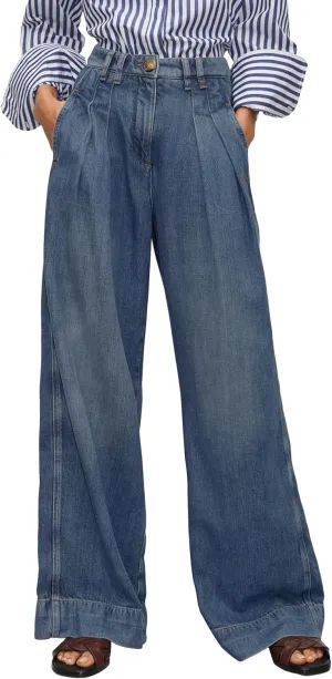 PLNOTME Women's High Waisted Wide Leg Jeans Baggy Mom Casual Denim Pants