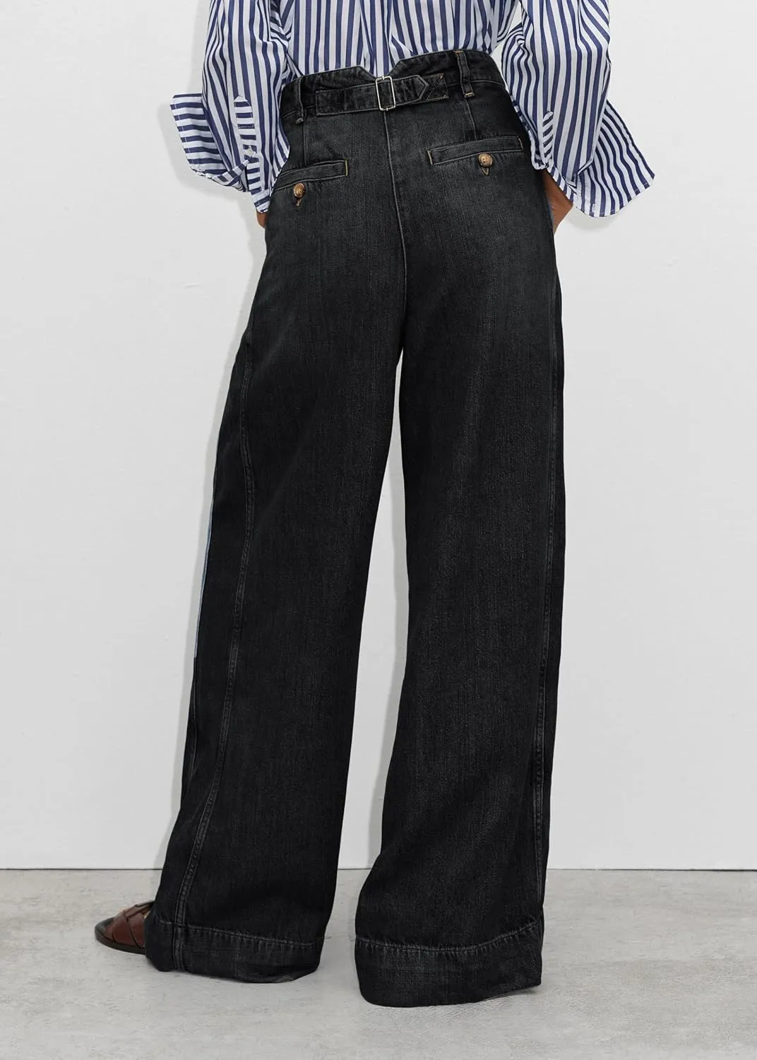 PLNOTME Women's High Waisted Wide Leg Jeans Baggy Mom Casual Denim Pants