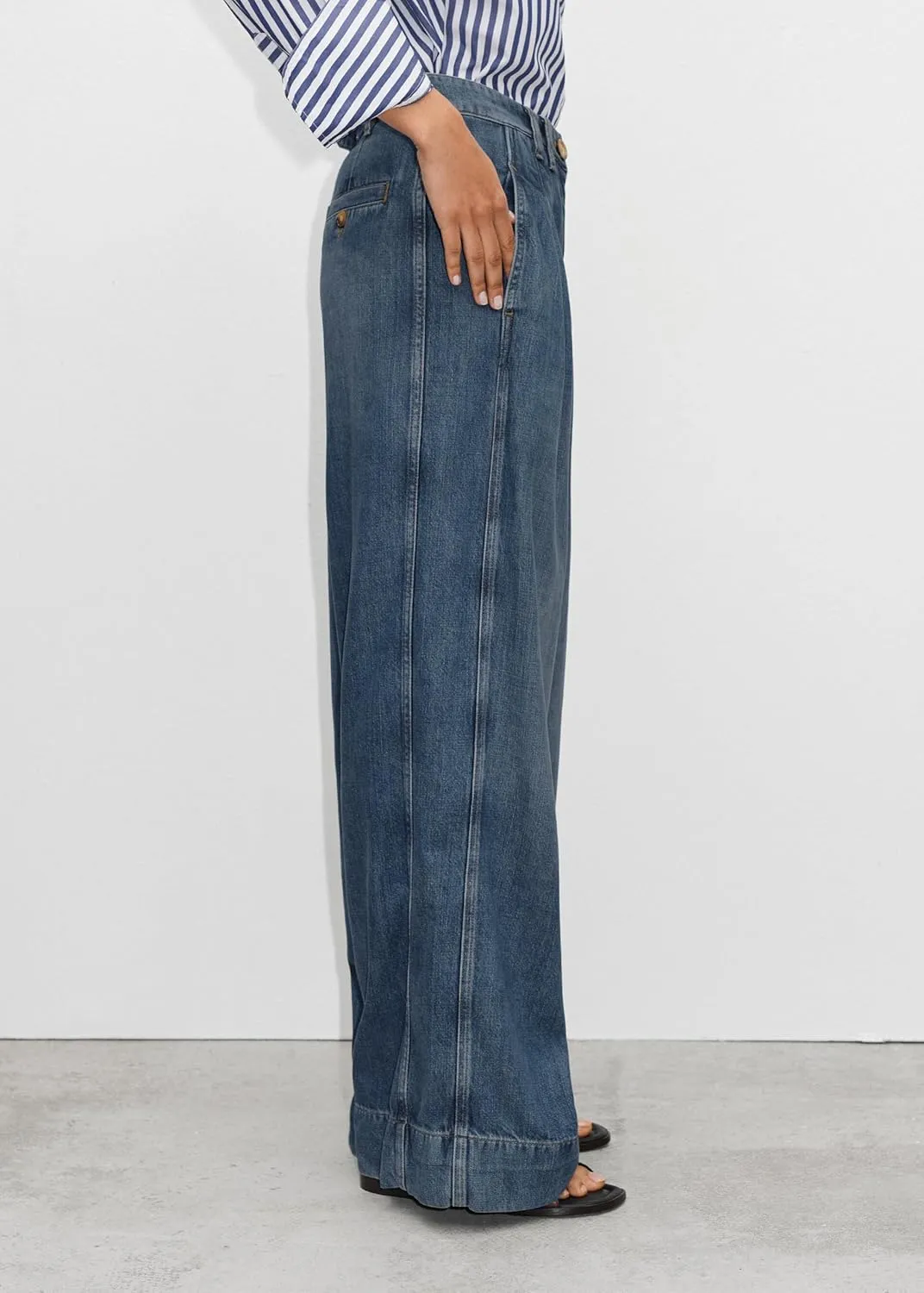 PLNOTME Women's High Waisted Wide Leg Jeans Baggy Mom Casual Denim Pants