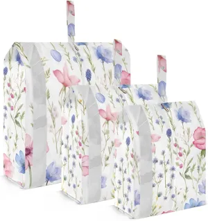 Poppies Floral Spring Colorful Packing Cubes for Suitcases 3 Set Expandable Compression Luggage Packing Organizers for Carry on Suitcase Travel Essentials Luggage Organizer Bags Set