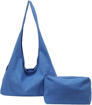 Pure Color Tote Bags for Women Trendy Shoulder Bag for Daily Life Simple Ventilate Hobo Bag with Small Purse