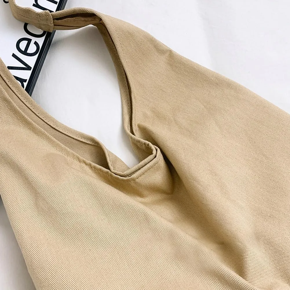 Pure Color Tote Bags for Women Trendy Shoulder Bag for Daily Life Simple Ventilate Hobo Bag with Small Purse