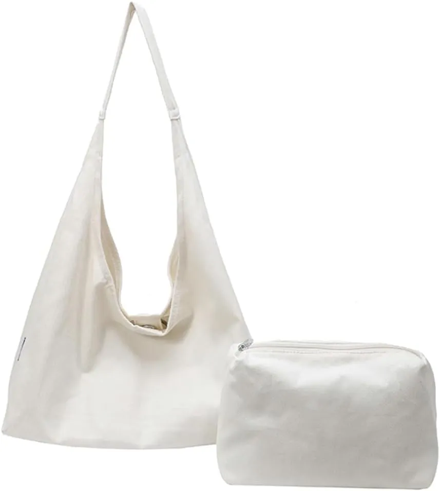 Pure Color Tote Bags for Women Trendy Shoulder Bag for Daily Life Simple Ventilate Hobo Bag with Small Purse