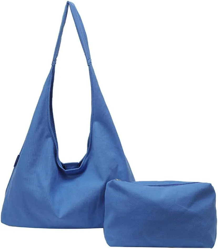 Pure Color Tote Bags for Women Trendy Shoulder Bag for Daily Life Simple Ventilate Hobo Bag with Small Purse